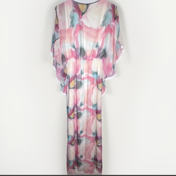 Alice + Olivia Silk Maxi Dress Watercolor Print 100% Silk Sz S - Picture 5 of 5